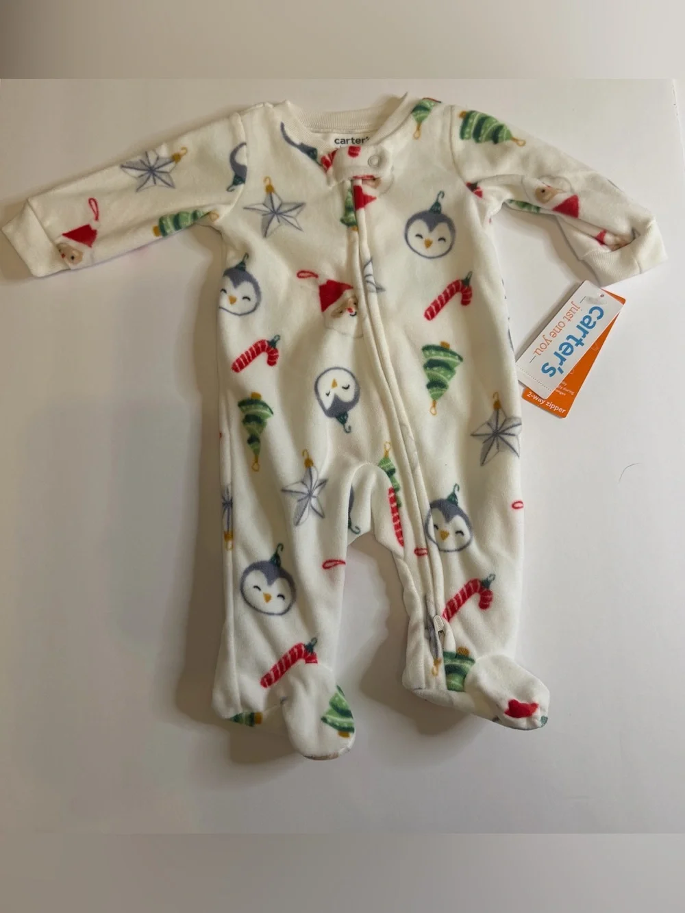 Carter’s Just One You Newborn Christmas Fleece Footed Pajamas NWT